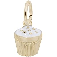 Rembrandt Cupcake Charm w/White Enamel - Metal - 10K Yellow Gold