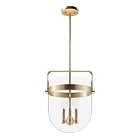 Hunter - Karloff 3-Light Alturas Gold, Medium Size Pendant Light, Dimmable, Casual Style, Urn Shaped, for Bedrooms, Kitchens, Dining, Living Rooms - 19831