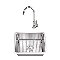 CASC0091 15 x 20 16 Gauge Stainless Steel Handmade Single Bowl Bar and Prep Sink with Gooseneck Kitchen Faucet