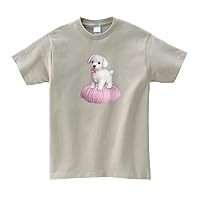 Unisex Yarn Puppy Graphic Print Cotton Short Sleeve T-Shirt, Multiple Colors and Sizes (Small, Silver Gray)
