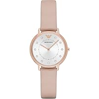 Emporio Armani Watch for Women, Two Hand Movement, 32 mm Rose Gold Stainless Steel Case with a Leather Strap, AR2510