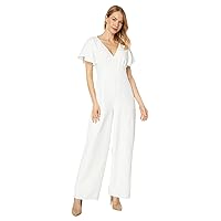 Maggy London womens Short Sleeve V-neck Jumpsuit Workwear Desk to Dinner Event Occasion Guest ofDress