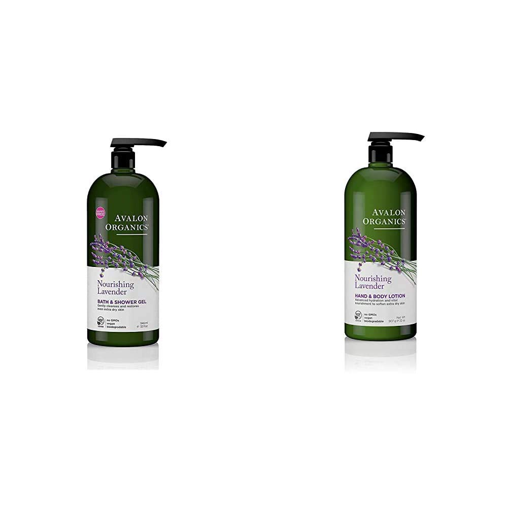 Avalon Organics Nourishing Lavender Body Wash and Shower Gel, 32 oz Nourishing Lavender Hand & Body Lotion, 32 oz.