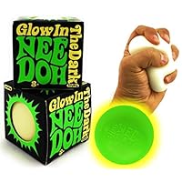 Schylling NeeDoh Glow in The Dark The Groovy Glowing Glob - Squishy, Squeezy, Stretchy Stress Balls - Set of 2