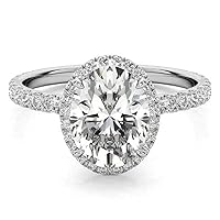 HNB Gems 3.50 CT Oval Moissanite Engagement Ring Wedding Bridal Ring Sets Solitaire Halo Style 10K 14K 18K Solid Gold Sterling Silver Anniversary Promise Rings