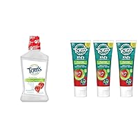 Tom's of Maine Children's Anticavity Fluoride Rinse Mouthwash Silly Strawberry 16 oz. 3-Pack and Fluoride Toothpaste Silly Strawberry 5.1 oz. 3-Pack
