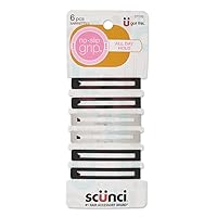 Scunci by Conair No-Slip Grip Stay Tight Barrettes - hair barrettes for women - hair accessories for women - Assorted Neutral Metallic Colors - 6 Count