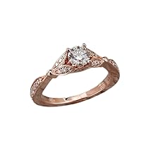 14k Rose Gold Plated Sterling Silver 3/4ct Vintage Inspired Simulated Diamond Engagement Ring