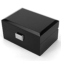 Single Wooden Watch Box, European Style Jewelry Case, High-end Storage Box With Lacquer Lock Black 0130B