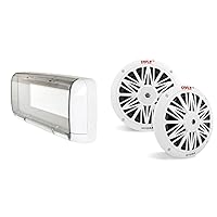 Dual Electronics SG3 Splashguard Marine Radio Housing Unit, White & Pyle 6.5 Inch Dual Marine Speakers - 2 Way Waterproof and Weather Resistant Outdoor Audio Stereo Sound System (White)