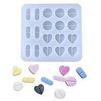 Heart for Pill Mold Shaker Resin Mold Fillers Silicone Quicksand Shaker Filling Mold for Making Pendant Keyc Resin Casting molds Silicone Jewelry Crystal Flowers Square