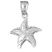 18K White Gold Starfish Pendant, Made in USA