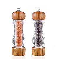Zhong Manual Acrylic Salt and Pepper Grinder Set Wooden Shakers with Adjustable Ceramic Core Spice Mill Kitchen Tools