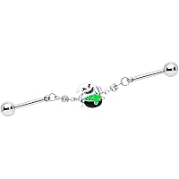 Body Candy Womens 14G Steel Helix Cartilage Earring Green Goo Ghost Chain Dangle Industrial Barbell 1 1/2