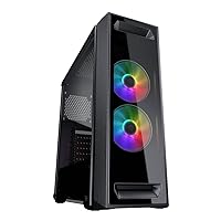 Cougar MX350 RGB PC Gaming Case Mid Tower - Mini ITX/Micro ATX/ATX - Front and Side Tempered Glass Panel|2X 120mm ARGB Fans Front Pre-Installed|Fan/Water Cooling Support|Black (CGR-5NM1B-RGB)