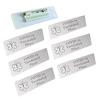 6 Pcs Stainless Steel Medical Alert COVID-19 Vaccinated Pfizer Pins Full Vaccination Injection Verification Badge Brooch Vaccine Shot Awareness Reminder for Women Men Boys Girls,with Aid Bag