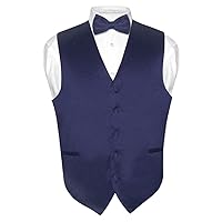 Men's Dress Vest & BowTie Solid NAVY BLUE Color Bow Tie Set for Suit or Tuxedo