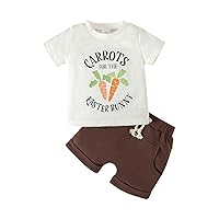 Toddler Boys Round Neck Short Sleeve Letter Print Top And Solid Color Print Shorts For 12 Months Suit