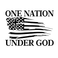 One Nation Under God W/Flag Decal by Check Custom Design - Multiple Colors and Sizes