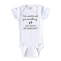 We want to ask you something Will you be my Godmother? baby bodysuit surprise pregnancy announcement
