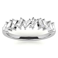 Excellent Baguette Brilliant Cut 0.50 Carat, Moissanite Diamond Promise Band, Prong Set, Eternity Sterling Silver Band, Valentine's Day Jewelry Gifts, Customized Band