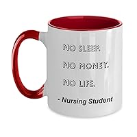 Nursing Student Mug No Sleep. No Money. No Life. Nursing Student Funny Gift Idea For Nursing Student Two Tone, 11oz, Red