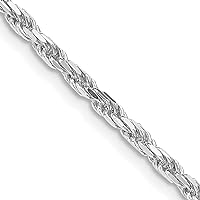 Sterling Silver Rhodium-plated 2.5mm Diamond-cut Rope Chain