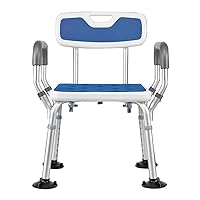 Shower Chairs for Elderly, Height Adjustable Shower Stool Adults Disabled for Medical, Shower Seats Non-Slip Feet with Arms and Back, Shower Aids Bathroom Safety Bath,White b