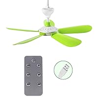 5W Remote Control Timing USB Ceiling Fan Air USB Fans For Bed Camping Outdoor Hanging For Tents Hanger Fan 2.4m Power Cord Rechargeable Fan Portable