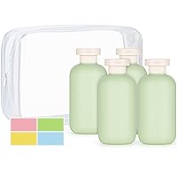 WantGor Squeeze Bottles with Flip Cap, 4Pcs Large Empty Refillable Plastic Leak Proof Travel Bottles for Shampoo, Conditioner, Creams, Lotion (6.8oz/200ml)