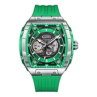 BONEST Gatti Men Luxury Watches 46mm*51mm Tonneau Automatic Mechanical Wristwatch 5ATM Sapphire Skeleton Luminous Fluororubber Strap
