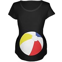 Beach Ball Summer Baby Black Maternity Soft T-Shirt - Large