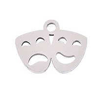 LiQunSweet 10 Pieces 304 Stainless Steel Metal Expression Theater Drama Mask Comedy Tragedy Charms Facial Makeup Actors and Actress Small Pendant for Jewelry Crafting DIY Findings Accessories - 13mm