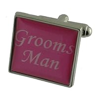 Grooms Man Pink Colour Wedding Cufflinks with Black Pouch