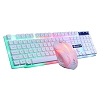 Keyboards Colorful LED Illuminated Backlit USB Wired PC Rainbow Gaming Keyboard Mouse Set