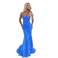 Women's Tulle Mermaid Prom Dresses Long Laces Appliques Ball Gowns Sweetheart Formal Evening Dresses