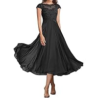 Black Prom Dress Mother of The Bride Dresses Tea Length for Women