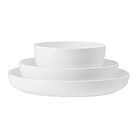 Mikasa Delray Chip Resistant 9 Piece Dinnerware Bowl Set, Service for 3, White
