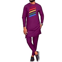 Dashiki Men Tracksuit 2 Piece African Shirts and Ankara Pants Suits Plus Size Casual Wear African Clothes