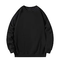 Men's Winter Fleece Pullover Regular Crew Neck Sweatshirt Solid Jumper Shirt Athletic Bottoming Long Sleeve Tops