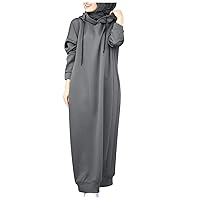 Sundresses for Women Casual Beach Plus Size,Women's Long Dress Hooded Splicing Sweatshirt Dress Solid Color Lon