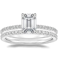 Engagement Ring with 2.00 CT Moissanite, Emerald Cut Solitaire, 10K White Gold