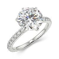 Solid Gold 2ct Round Moissanite Engagement Ring for Women 10/14/18k Brilliant Moissanite Solitaire/Halo Wedding Ring Name Engraveing