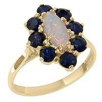 9k Yellow Gold Natural Opal & Sapphire Womens Statement Ring - Size 11.5