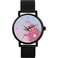 Pink Gerbera Flower Watch Ladies 38mm Case 3atm Water Resistant Custom Designed Quartz Movement Luxury Fashionable