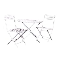 Melody Jane Dollhouse White Wire Patio Set Table 2 Chairs Miniature Garden Furniture 1:12