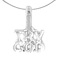 Silver Try God Necklace | Rhodium-plated 925 Silver Try God Saying Pendant with 18