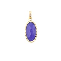 Guntaas Gems Oval Blue Chalcedony Pendant Designer Brass Gold Plated Rose Cut Gemstone Statement Jewelry Gift For Her