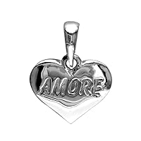 Small Amore Engraved Heart Charm in 18K White Gold