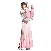 Chinese style Han costume gradient printing long skirt three-piece retro embroidered costume skirt suit
